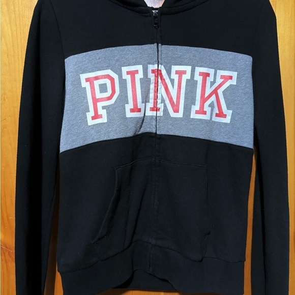 PiNK brand logo full zip up Hoodie Jacket size medium navy & red& black - Picture 4 of 4